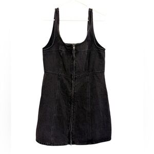 Showpo Black Denim Zip-Front Mini Dress Size 12